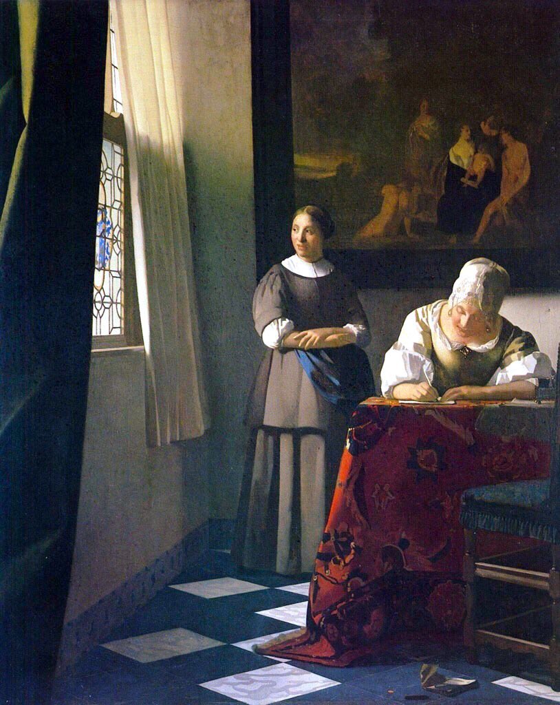 Vermeer was relatively unknown outside of NL & he disappeared from history until c1860 - his body of known work is small & numbers about 34 paintings. Lady writing a Letter with her Maid (1670) has an astonishing understanding of light & is a masterpiece & is in . @NGIreland
