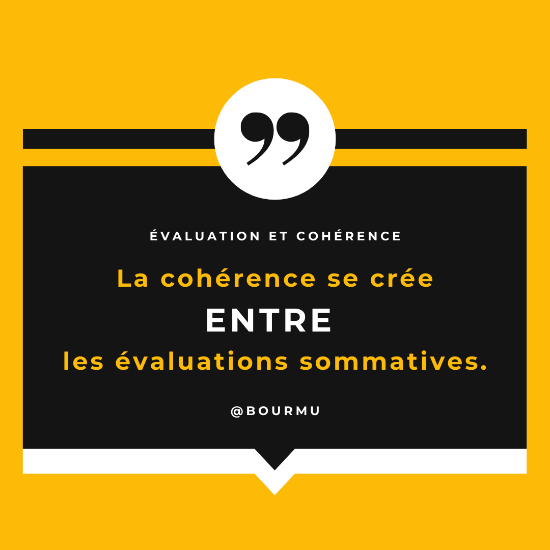 La cohérence se crée entre les évaluations sommatives.
Mon plus récent billet.
bit.ly/evalcohérence
Clin d'oeil à notre collègue <a href="/magirard/">M-A Girard</a> :)
#leadped #eduqc #tlme1l