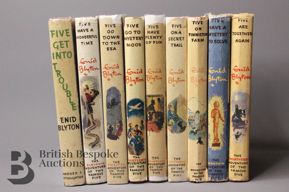 BespokeAuctions's tweet photo. Coming up in this Wednesday's Sale:  Lot 74 Books Sale - 10 Enid Blyton 1st Editions £100-120 #enidblyton #books #firsteditions #rarebooks #bookcollector.jpeg https://t.co/zXM636fAtR