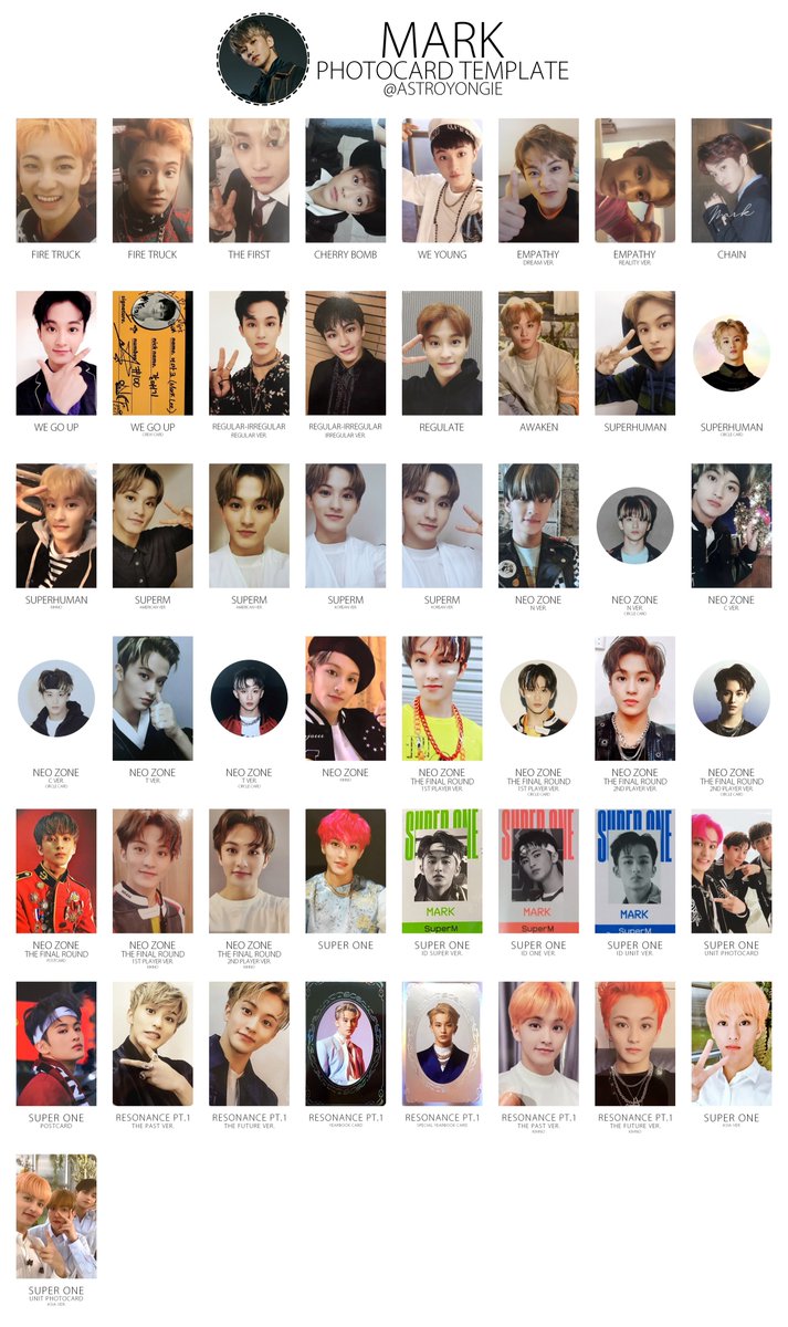 MARK ⇢ NCT 127 & NCT DREAM & SUPERM photocard template / pc
