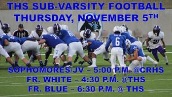 SUB-VARSITY GAME INFORMATION FOR THIS WEEK: #BLUE
