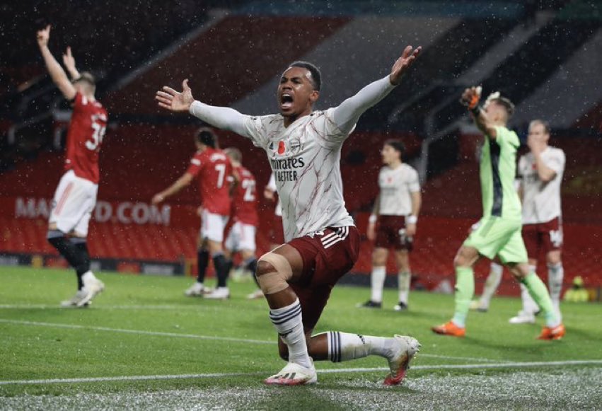 Gabriel - 8.5 Excellent positional awareness to show united offsides in their early opportunities. Tasked with marking the forward who came short for the ball. Once got done by Greenwood but it was great skill. What a tackle on Matic. Absolutely immense in the final 10 mins  #COYG