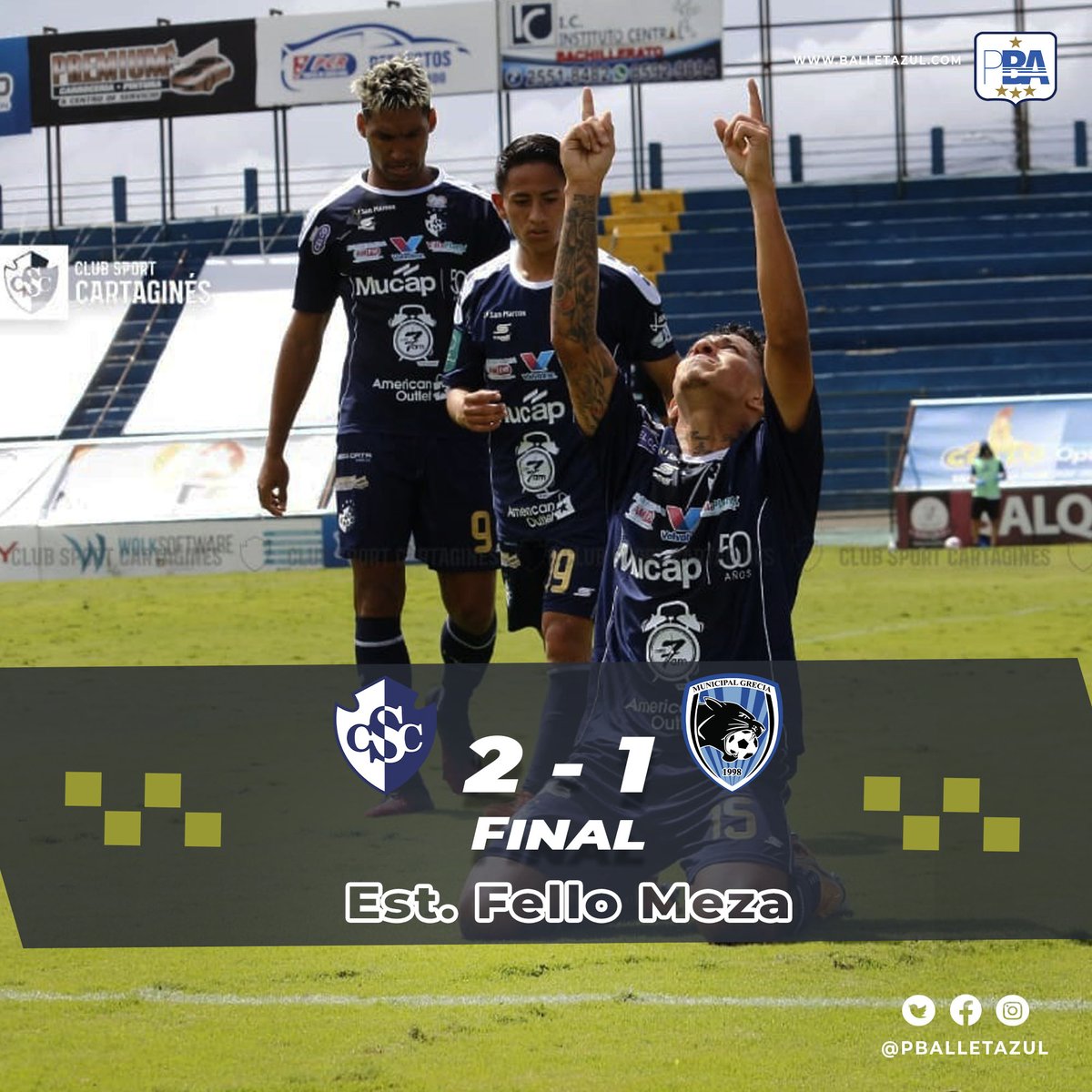 pballetazul's tweet photo. FINAL 

Tres puntos sufridos pero seguimos en la cima del Grupo B

#VamosCartagines #CSCvGRE https://t.co/MSRs3VWFaU