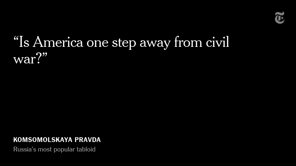 In Russia, which the CIA accuses of mounting a clandestine effort to re-elect Trump, pro-Kremlin news organizations have played up the possibility of violence and chaos.  https://nyti.ms/3jJErAN 