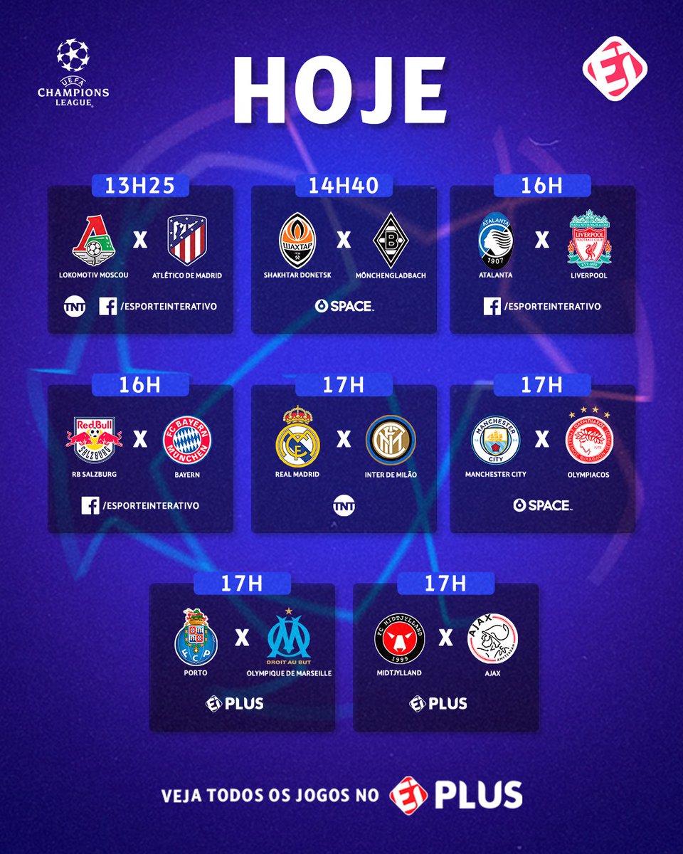 TNTSportsBR's tweet photo. THE CHAAAAAMPIOOOOONS 🎶 A Champions tá 🔛, meus queridos! Se liga na agenda do dia para não perder NADA! Todos os jogos da maior competição de futebol do mundo? Só no @eiplus! (https://t.co/5kU7NSkKOA) #CasaDaChampions https://t.co/lOXNiw44FU