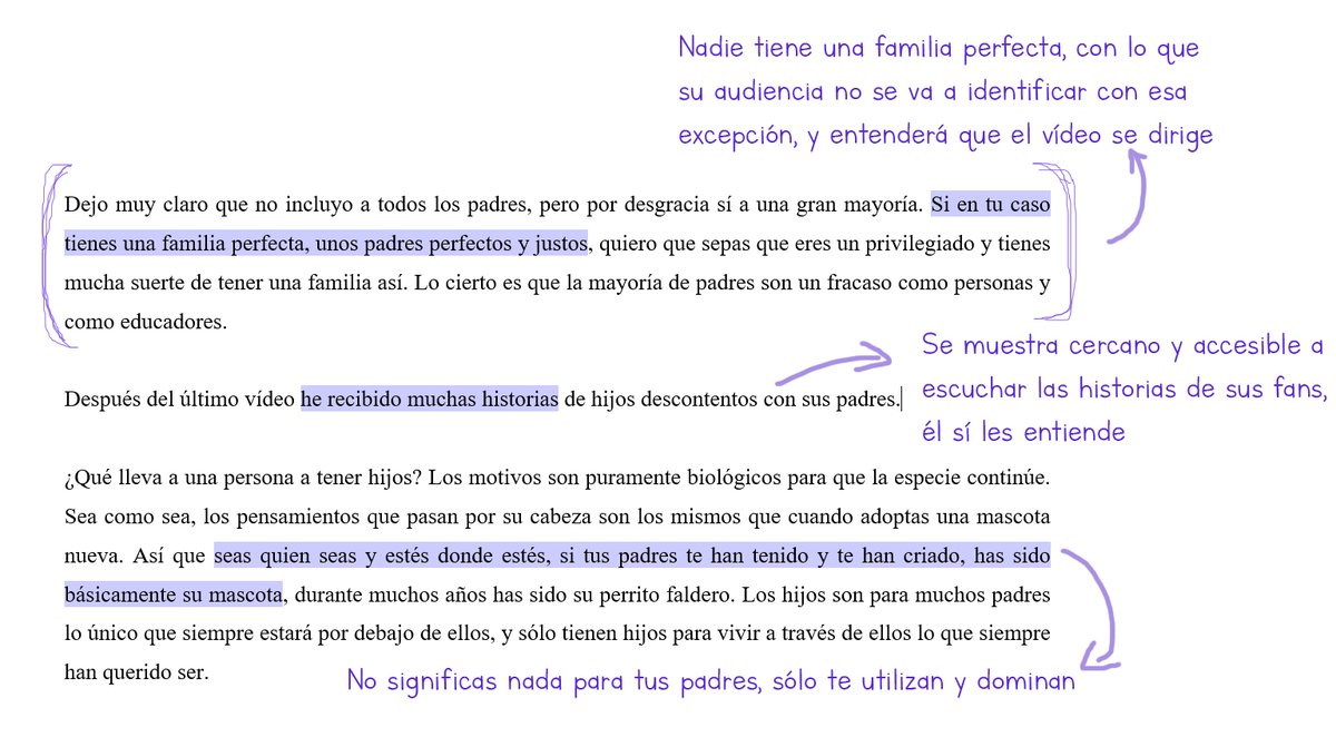 En el vídeo “Los padres que ODIABAN a sus hijos” hace ver a su audiencia que sus padres no les valoran, que les maltratan y que él sí sabe ver lo que sufren. En estas imágenes lo desgrano.