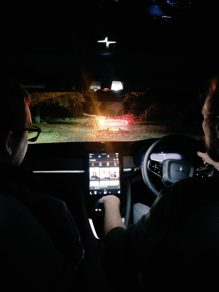 adamreason's tweet photo. Great time this afternoon test driving the Polestar 2 before the @FullyChargedShw electric drive-in cinema! https://t.co/mrcl0fiHT9