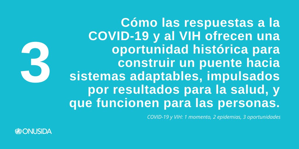 Deslice hacia la izquierda y conozca las tres oportunidades clave destacadas en el nuevo informe de ONUSIDA sobre #COVID19 y el #VIH.➡➡➡
1 MOMENTO
2 EPIDEMIAS
3 OPORTUNIDADES
▶bit.ly/123COVIDyVIH
<a href="/unaids/">UNAIDS Global</a>