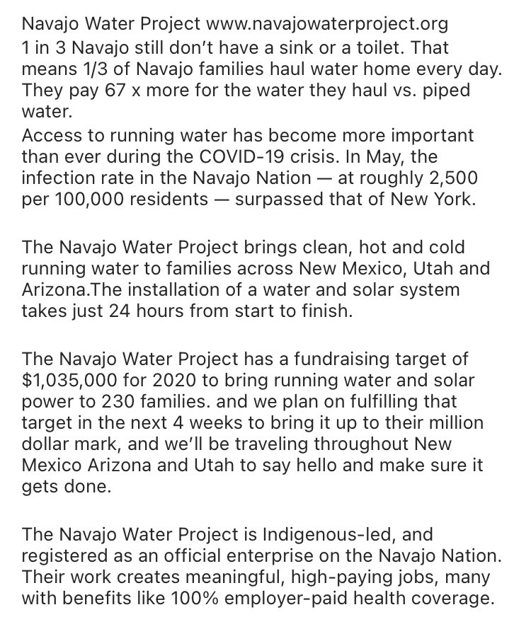 Lana also donating proceeds from her poetry book to the Navajo Water Project