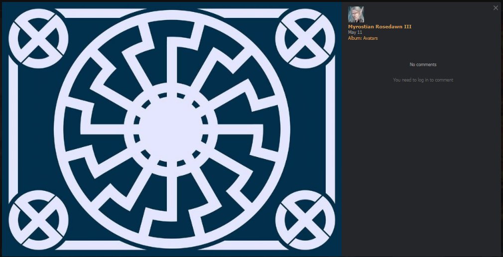 the evidence included guild ads that were more than the typical belf nationalist talk, black suns and broken sun crosses in their guild graphics, and one of the GM's deviantart posts railing against "miscegenation" (interracial families)CW: RACISM/ANTI-SEMITISM/NAZI IMAGERY