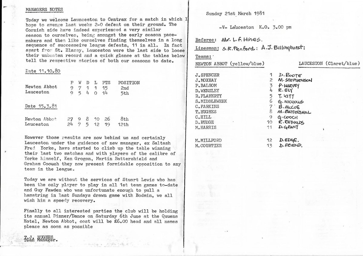 #80sProgs 1981 Newton Abbot AFC vs Launceston   
@NonLgeProgs @LauncestonFC