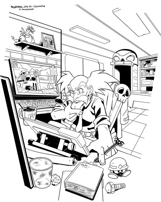 #Megatober2020 - Day 14: Calculative.

Dr. Wily calculating, pondering, planning, creating, probably a new evil plan once more? 