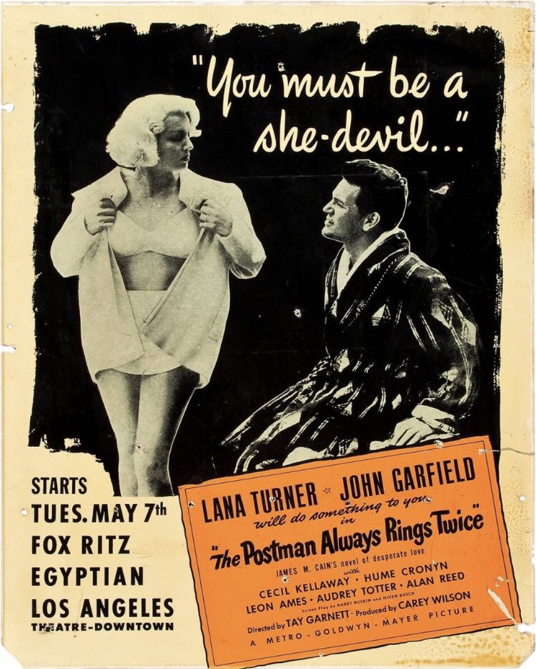 Some surprisingly racy alternative posters for The Postman Always Rings Twice (1946).  #Noirvember