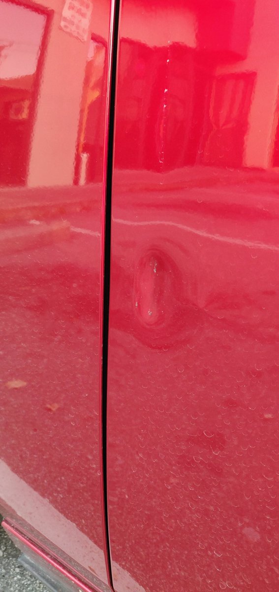 mst_tombox's tweet image. Angry drunk guy got mad and decided to damage my parked car by force banging his door into mine. I'm parked within the lines. 
Guy comes in the store "who's car is that? I'm gunna hit it!" I thought he was joking
Now dealing with police
Hits it 3 times.
#notAccident 
#angrydriver