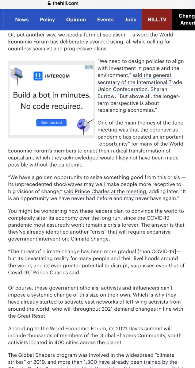 “to justify liberal policy changes. But their latest attempt – a new proposal called the “Great Reset” is the most ambitious and radical plan the world has seen in more than a generation.