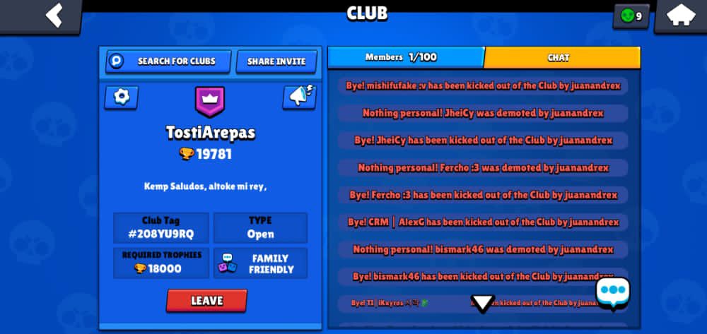 Hoy lamentable me eliminaron TostiArepas que con tanto esfuerzo levantamos🖤

Pero de grandes fracasos vienen grandes éxitos (versión brawl) 

Volveremos con más fuerza 🖤

Gracias a todos los que nos apoyan 

Aquí el link del nuevo club 

link.brawlstars.com/invite/band/es…