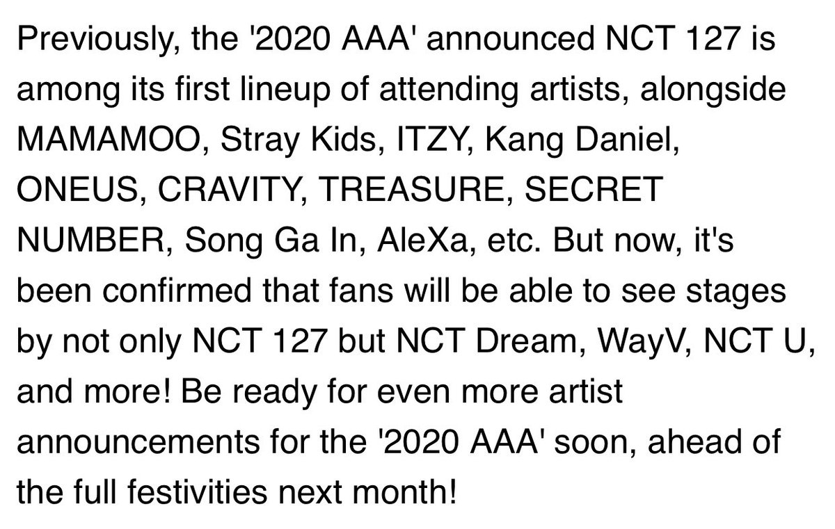 NCT__Indonesia's tweet photo. [INFO] 201102 Asia Artist Awards mengkonfirmasi selain 23 NCT member akan hadir, #NCT127 #NCTDREAM #WayV &amp; #NCT_U juga akan turut tampil ! 💚

2020 Asia Artists Awards akan diselenggarakan pada hari Rabu, 25 November 2020. 

🔗https://t.co/SlwXSOS9iU

🐰@NCTsmtown #NCT https://t.co/lmie3UVsqR
