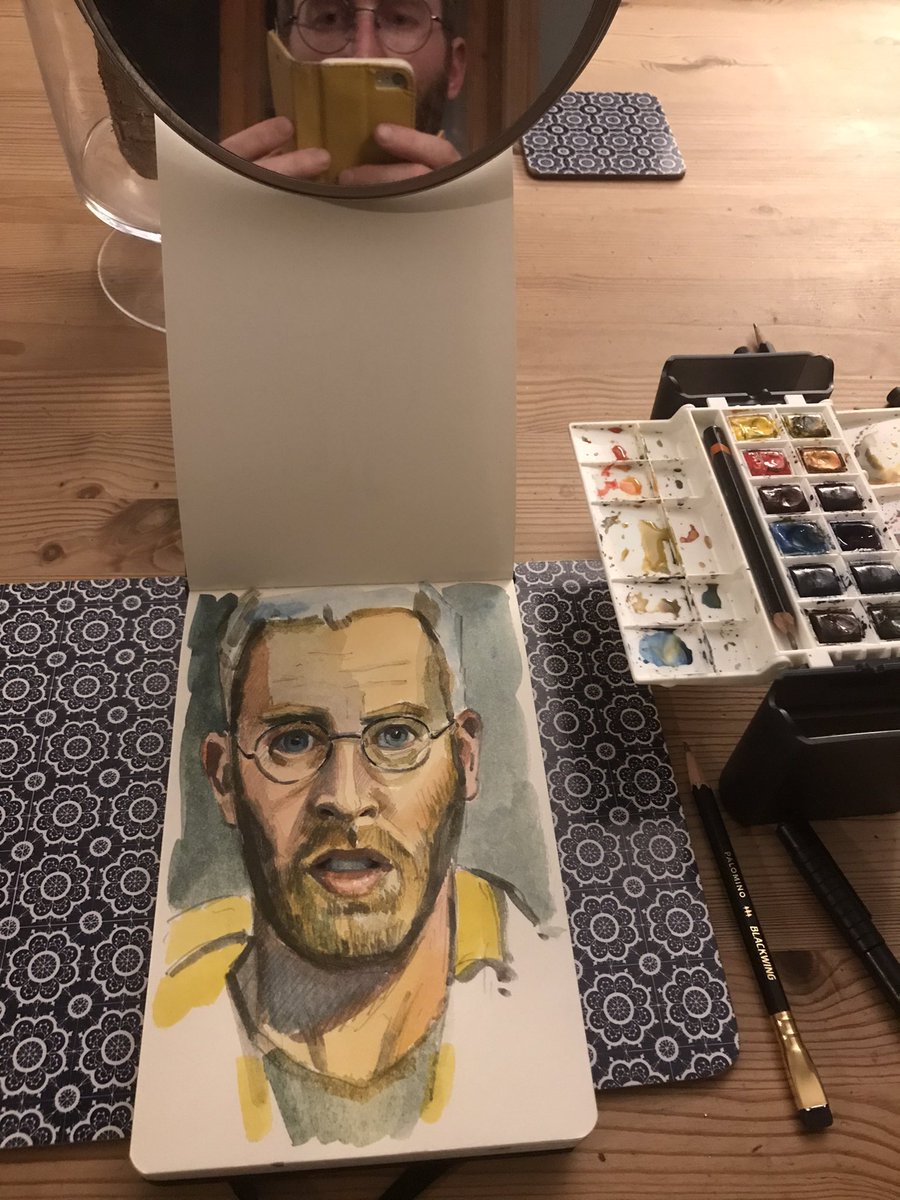 antonybridge's tweet photo. Evening sketch #selfportrait #watercolour #portablepainter #darkevenings https://t.co/0d2TV2L1Ik