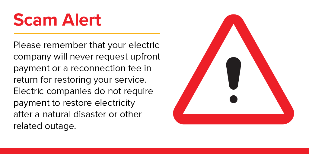 Edison_Electric's tweet image. Please remember that your electric company will never request upfront payment or a reconnection fee following a natural disaster or other related outage. #HurricaneZeta  #StopScams #PoweringThruTogether