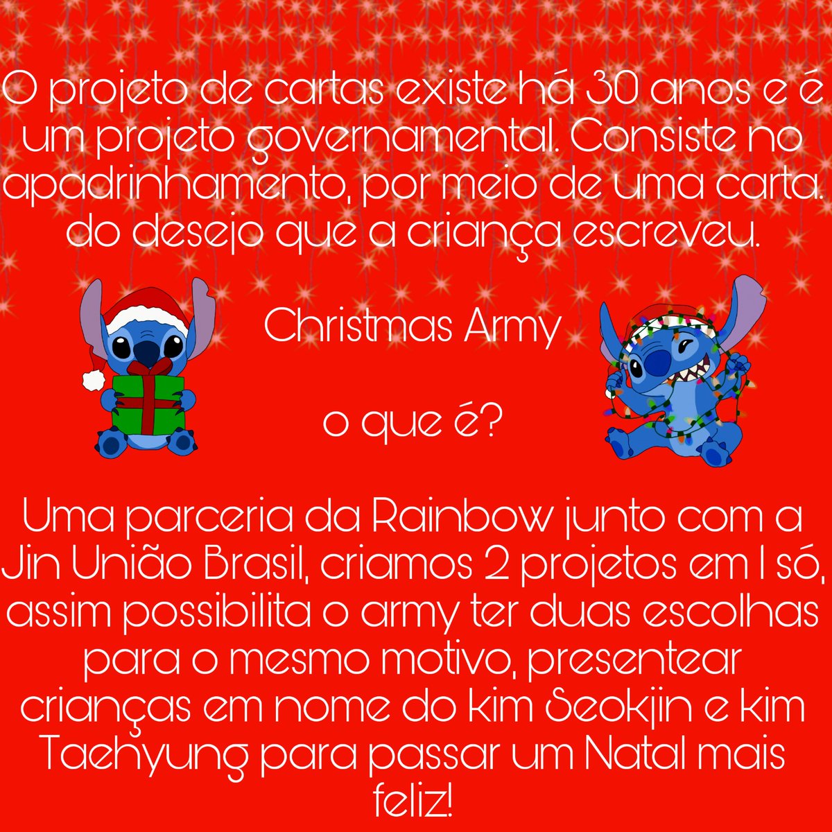 ArmyStreaminGP's tweet photo. Olá, hoje estamos trazendo um projeto de aniversário para os Kim’s. 

Atualmente nosso fandom ajuda muitas causas beneficentes em nome dos meninos, esse não será diferente.

Não deixem de participar desse projeto incrível!

Leia atentamente os banners!

#MarryChristmas_TaeJin https://t.co/PKgOb5M2Ck