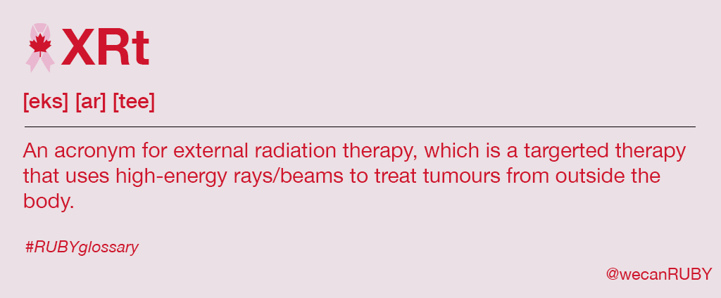 wecanruby's tweet image. The medical field is FULL of acronyms, Rubies, and we don&apos;t blame you if you can&apos;t keep track of them all. Here&apos;s one to know: XRt. #ABCsofBCA #wecanRUBY #RUBYglossary