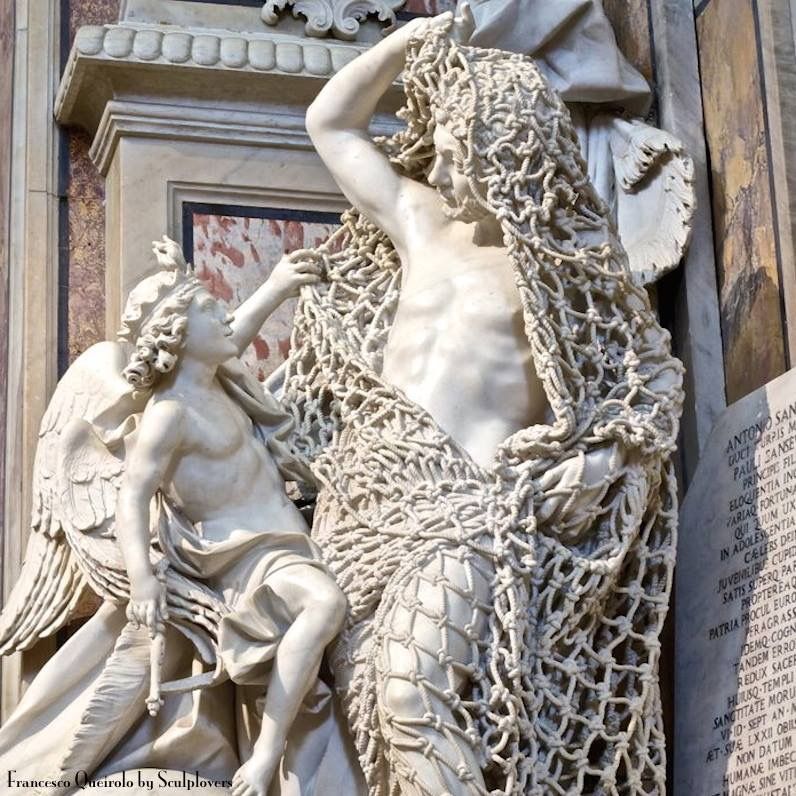 HdAnchiano's tweet photo. «El desengaño» (1754) Francesco Queirolo. Uno (más) de mis motivos para visitar la Capilla de San Severo (Italia). Está hecha a partir de un solo bloque de mármol, incluida la red. 🤯 #arte #escultura https://t.co/3uwHdQ17vs