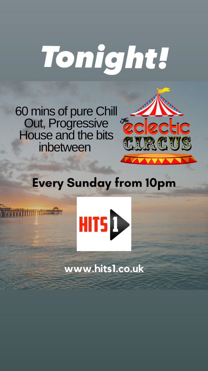 circus_eclectic's tweet photo. In less than 45 minutes it's The Eclectic Circus on https://t.co/ZI9WNW3Y8s 

60 minutes chill out, progressive house and the bits inbetween. https://t.co/5tlR5UWm4S