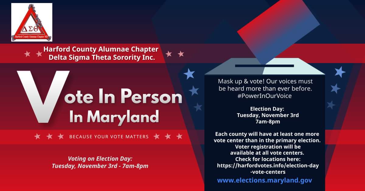 Vote in Person
Be prepared!  Confirm your polling location today!  
#PowerInOurVoice  #PowerInOurVote #DeltasVote #DST1913 #dsthcamd