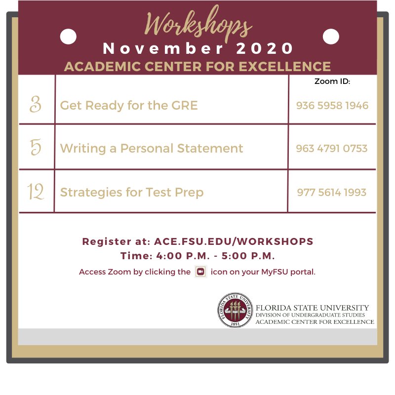 FSU_ACE's tweet photo. Can you believe it’s November already?🍂We only have 3️⃣ more workshops for the rest of the semester! #ACEWorkshop #VirtualFSU https://t.co/jSLVlnKT0T