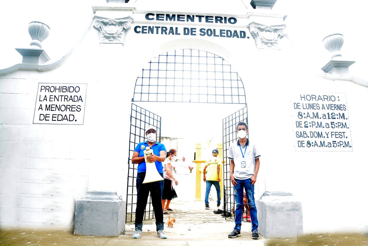 soledadalcaldia's tweet photo. #SoledadSeCuida | Para garantizar la seguridad y bienestar de los soledeños, que en esta fecha visitan a sus familiares fallecidos en los cementerios nuevo y antiguo de Soledad, la Alcaldía Municipal ha implementado bajo estricto cumplimiento los protocolos de bioseguridad. https://t.co/pJauuHPYlG