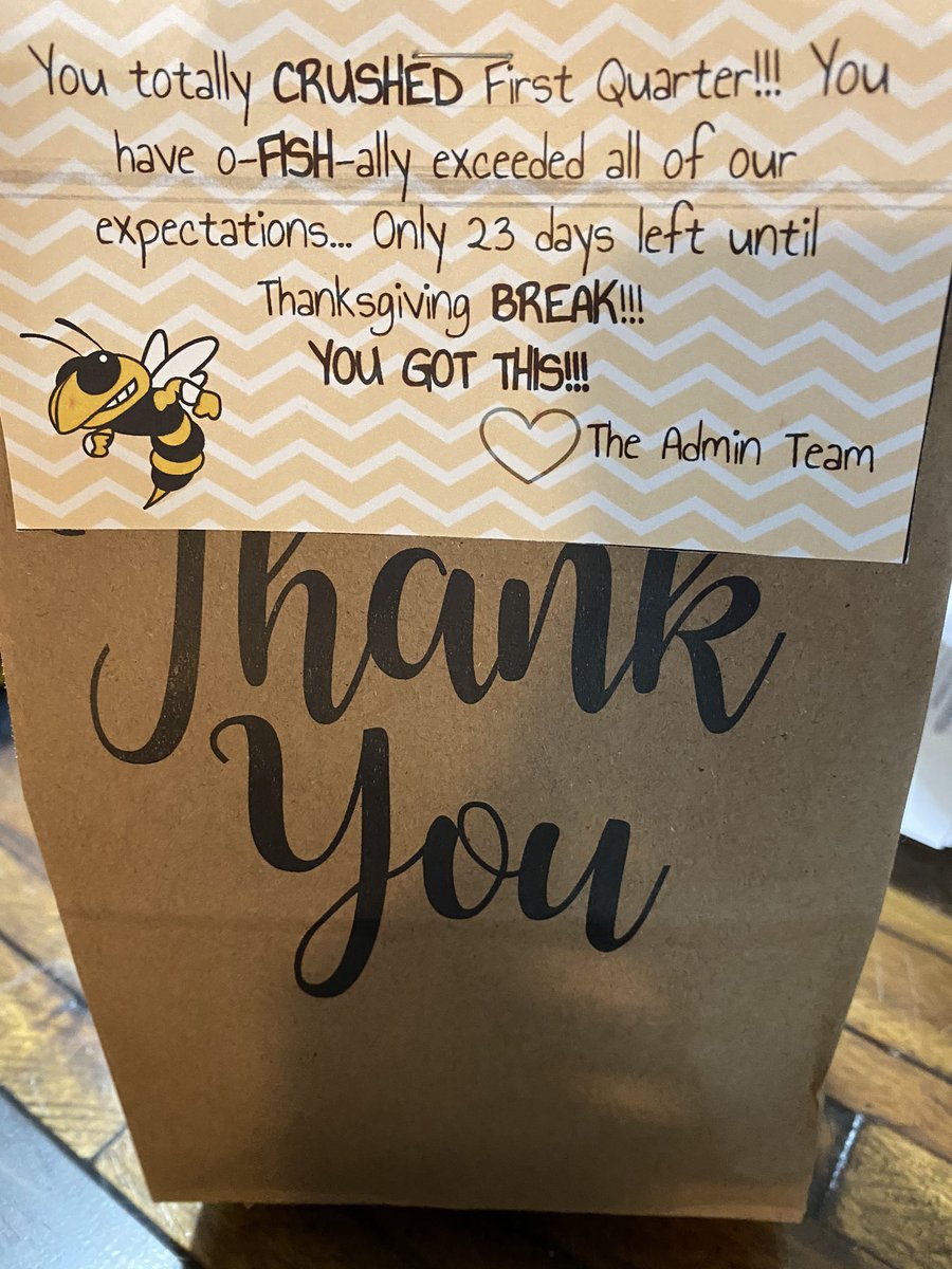 Virtual learning may be tough, but I always feel valued , supported, and appreciated by the Fred Lynn administration and staff!  This was hand-delivered to my home! I love my school!  #FLHornets