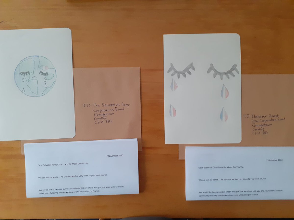 4. From  #Cardiff our youngest volunteers expressed their awareness and sympathy with their neighbours in France with their drawings. Our volunteers also visited their local churches showing the power in their cohesive society.  #lovewillwin