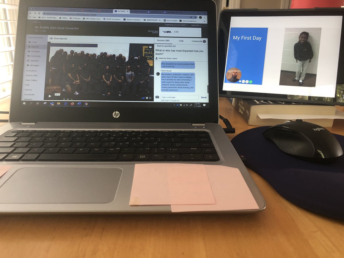 My setup for the next few days for the #NCSHAPE20 Virtual Convention! <a href="/NCSHAPE/">NCSHAPE</a> Keynote speaker starting now with <a href="/PhysEdFreak/">Mike Martinez</a> Join us by going to ncaahperd-sm.org #HPE #PhysEd