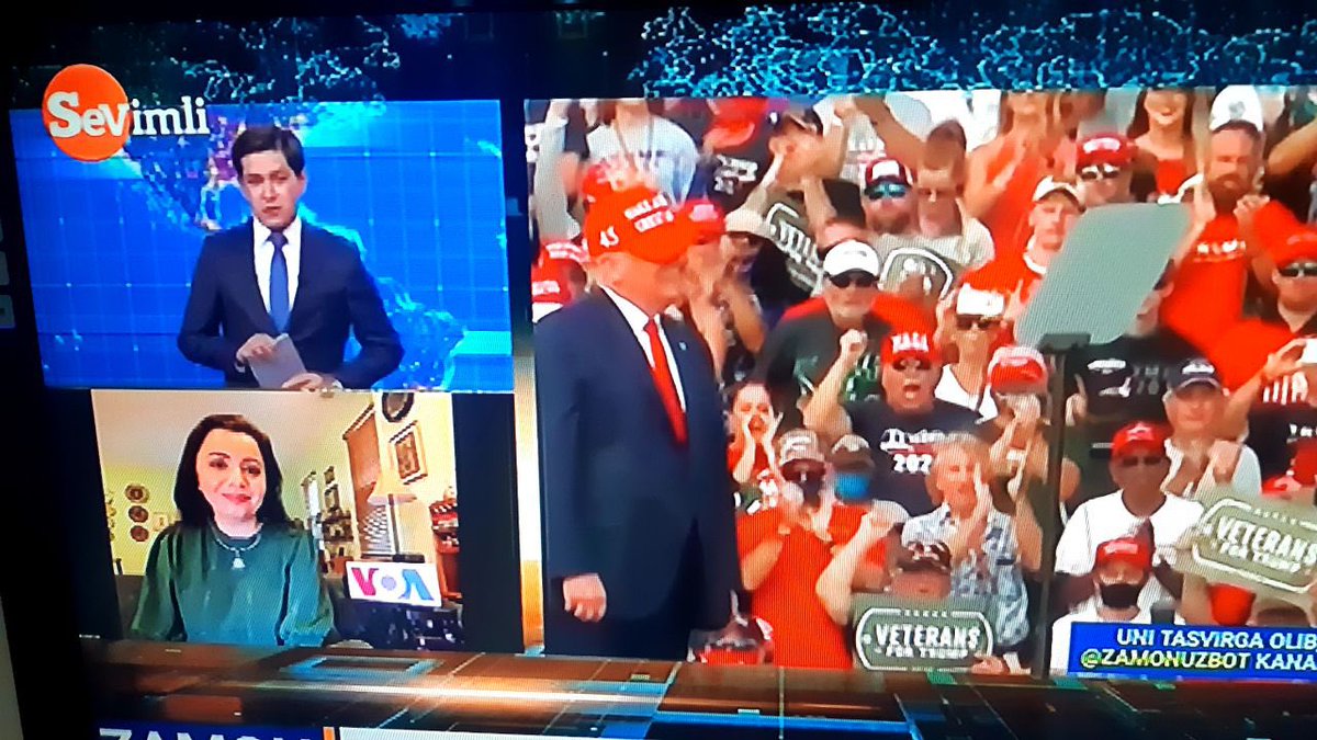 Navbahor's tweet photo. Washington-Tashkent live today: @AmerikaOvozi-Sevimli TV #Zamon discussed America’s election month. Fans captured these moments in Uzbekistan. https://t.co/Te1EdPJtT7