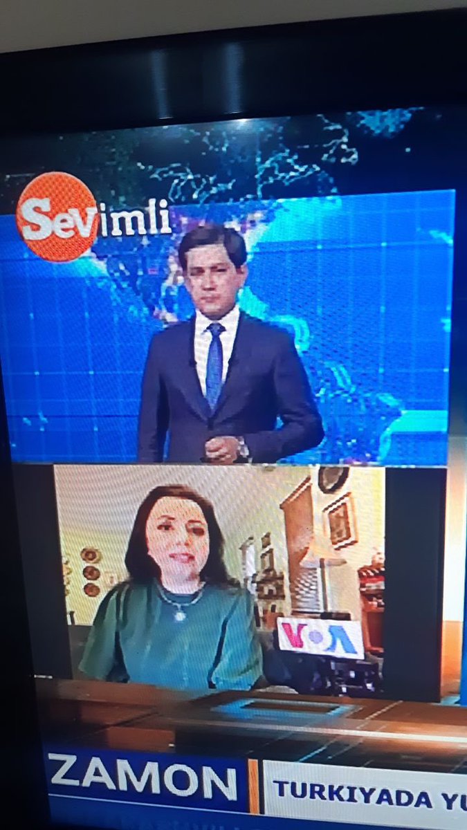 Navbahor's tweet photo. Washington-Tashkent live today: @AmerikaOvozi-Sevimli TV #Zamon discussed America’s election month. Fans captured these moments in Uzbekistan. https://t.co/Te1EdPJtT7