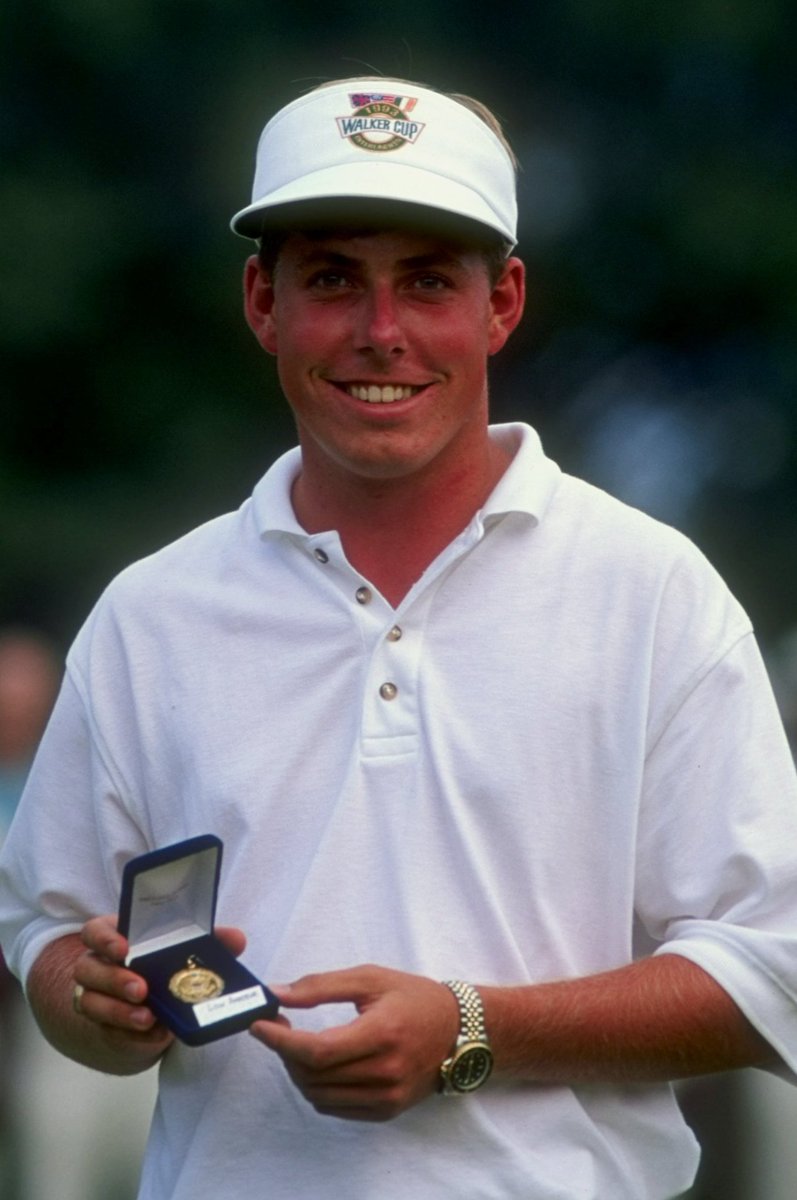  Justin Leonard.University of Texas. 1991-1994.The native Texan won the 1992 U.S. Amateur and in 1994 he took home the NCAA individual title and Haskins Award. He is the only four-time Southwestern Conference Championship medalist. He finished his career with 9 victories.