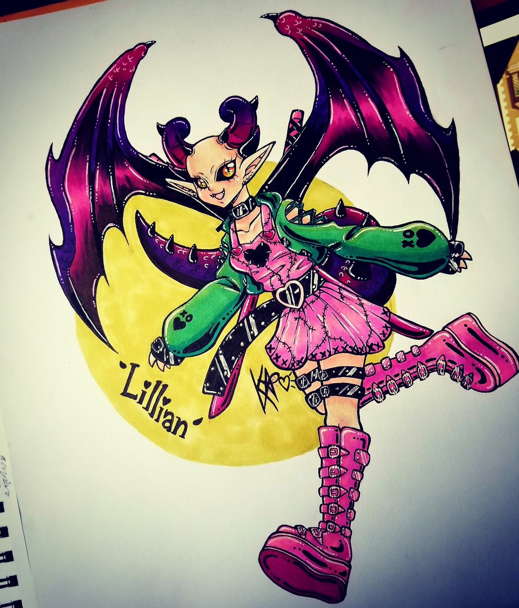 Cattaillia's tweet photo. Didn't finish her in time for Halloween like I wanted but I'm pretty sure I'm gonna be drawing this girl again in the future 💗🐉 #kawaiiart #kawaiiartist #animegirlart #dragongirl #animedragongirl #kawaiidragon https://t.co/TmRSgTWqWO