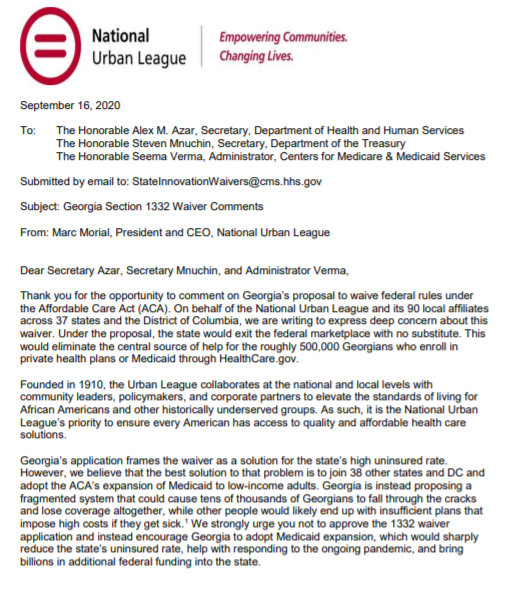 .  @NatUrbanLeague: "By exiting the federal marketplace, the state is jeopardizing healthcare at a moment when there is untold cost directly to Black, Hispanic, and low-income communities." 14/