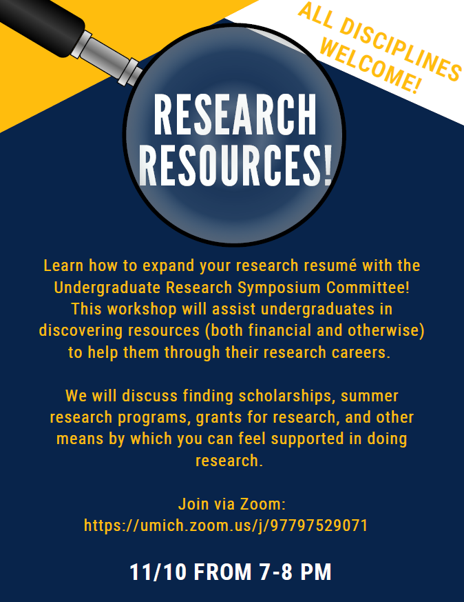 Join us on Tuesday, November 10th for our second online workshop on research resources! We'll discuss year-round financial resources to help support you and your research projects, with a Q&amp;A at the end.