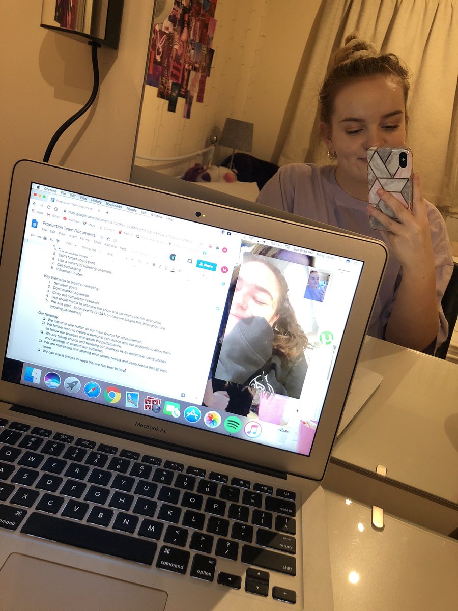 CccuAnd's tweet photo. Tonight, as your production team, myself and Ellie discussed our documents for the production such as the strategies and key elements of marketing for the production. Also we asked our group about how everyone’s feeling about Thursdays lockdown @Kasia_Lech @LIAD32 #cccucalderon https://t.co/fretFRcNcC