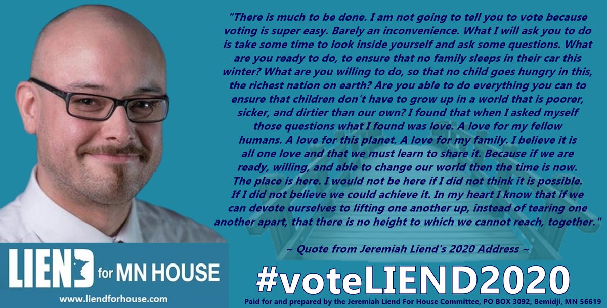 liend2020's tweet photo. "In my heart I know that if we can devote ourselves to lifting one another up, instead of tearing one another apart, that there is no height to which we cannot reach, together." #MN02A #VOTE #MNDFL #MNHouse https://t.co/o9Dmx3hL8B