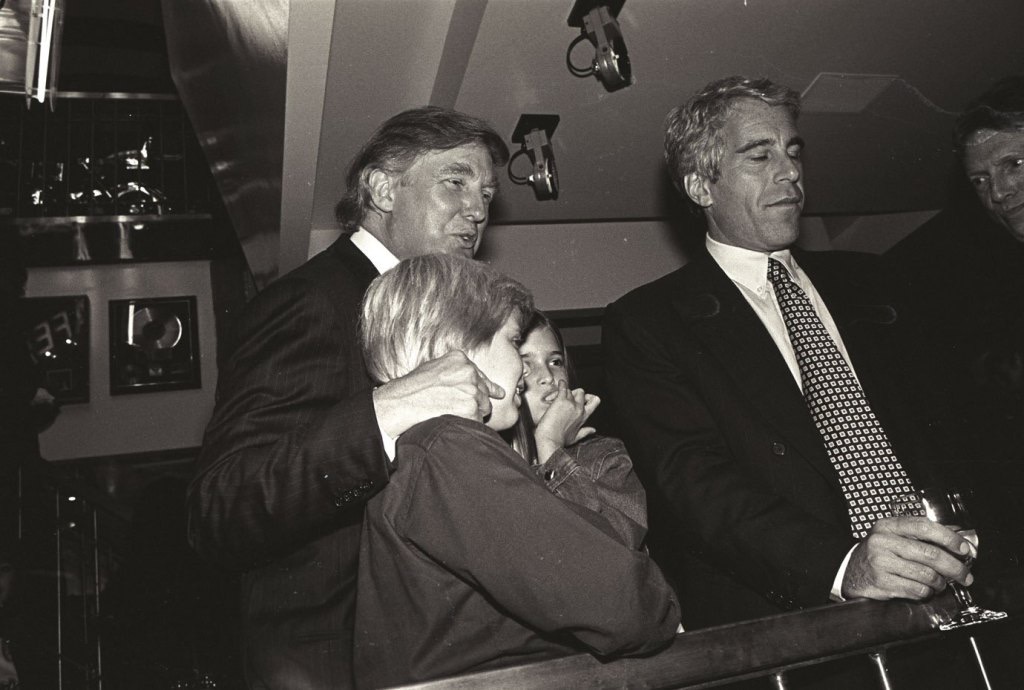 Levine’s book also includes a never-before-seen photo of Trump and Epstein at the opening of a Harley Davidson cafe in 1993, with a young Ivanka and Eric in tow.This photo was taken 9 months before Katie alleges Trump targeted her because she “remind[ed] him of his daughter.”