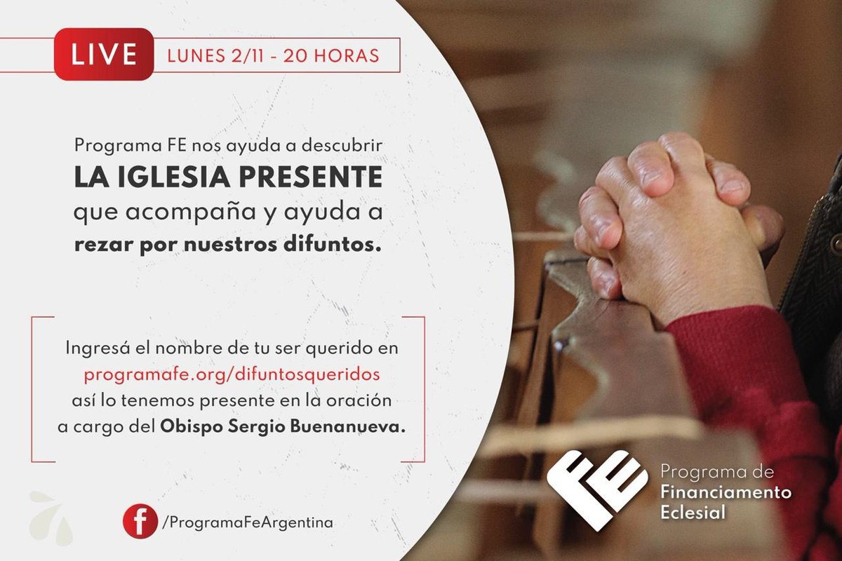 EpiscopadoArg's tweet image. Unidos en la oración por los difuntos, en este año tan especial el @Programa_FE nos acerca está propuesta. Rezaremos por el consuelo de los familiares y amigos de quienes fallecieron en este tiempo pidiendo al Señor el brillo de la luz que no tiene fin.
#ProgramaFE #CEA