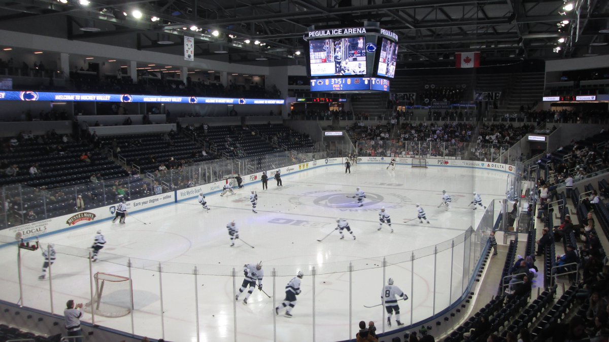69. Pegula Ice Arena, State College, PA. Home of  @penn_state hockey. We had the misfortune of attending here during a sold out Notre Dame game. The place has standing room available for maybe 50 people, yet they sold at least 5 times that many. We didn't see much.