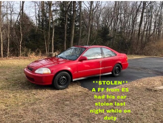 Local1579's tweet image. A FF’s car was stolen out of the Engine 5 firehouse lot while he was working the overnight shift last evening