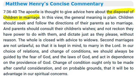 Older Christian commentaries confirm that the verse was talking child marriage, e.g. Matthew Henry's commentary.