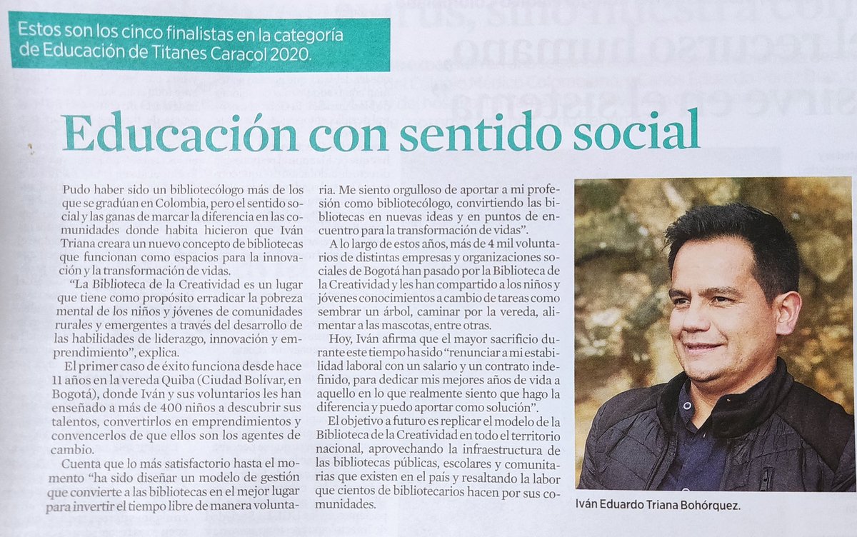 proeivan's tweet photo. Soñamos con replicar el modelo de la Biblioteca de la Creatividad exaltando la labor que cientos de Bibliotecarios lideran para transformar la vida de sus usuarios.

Soy testigo de la entrega de muchos colegas que hacen la diferencia con convicción, disciplina y vocación. https://t.co/8bPRXXhD7n