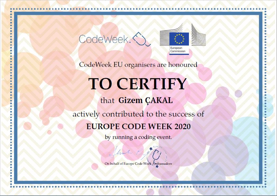 gizemaktasphd's tweet image. Proud to be taken part at the #codeweek2020 activities. @CodeWeekEU @CodeweekTurkiye @ziyaselcuk @tcmeb @ersanulusan @Tekirdag_Mem @ebubekir_atilla @spasamem59 @EdChatEU @eTwinningEurope