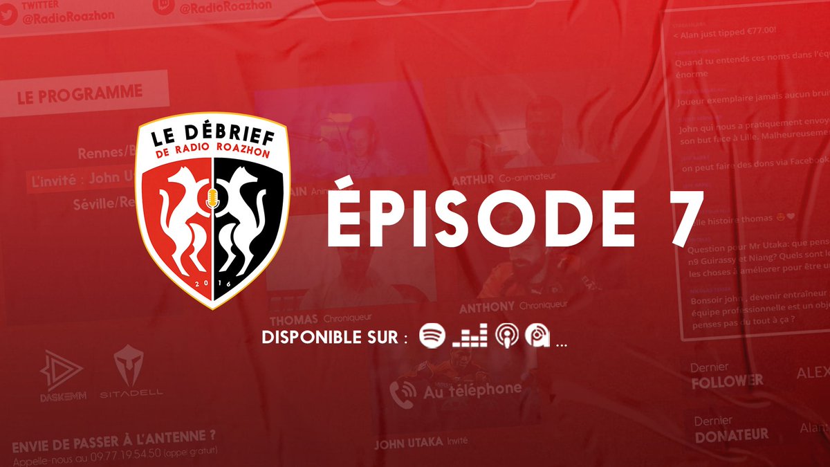 RadioRoazhon's tweet photo. 🎙️ Notre débrief de #SRFCSB29 et #FCSSRFC est disponible en podcast ! John Utaka était notre invité 🥰
> Spotify : https://t.co/73FZlr9UGz
> Apple Podcast : https://t.co/2pxKecGou0
> Autres plateformes : https://t.co/E2rjspSEEU
Bonne écoute 👋
#LeDébriefRR #L1 #UCL https://t.co/2EXSXudXgO