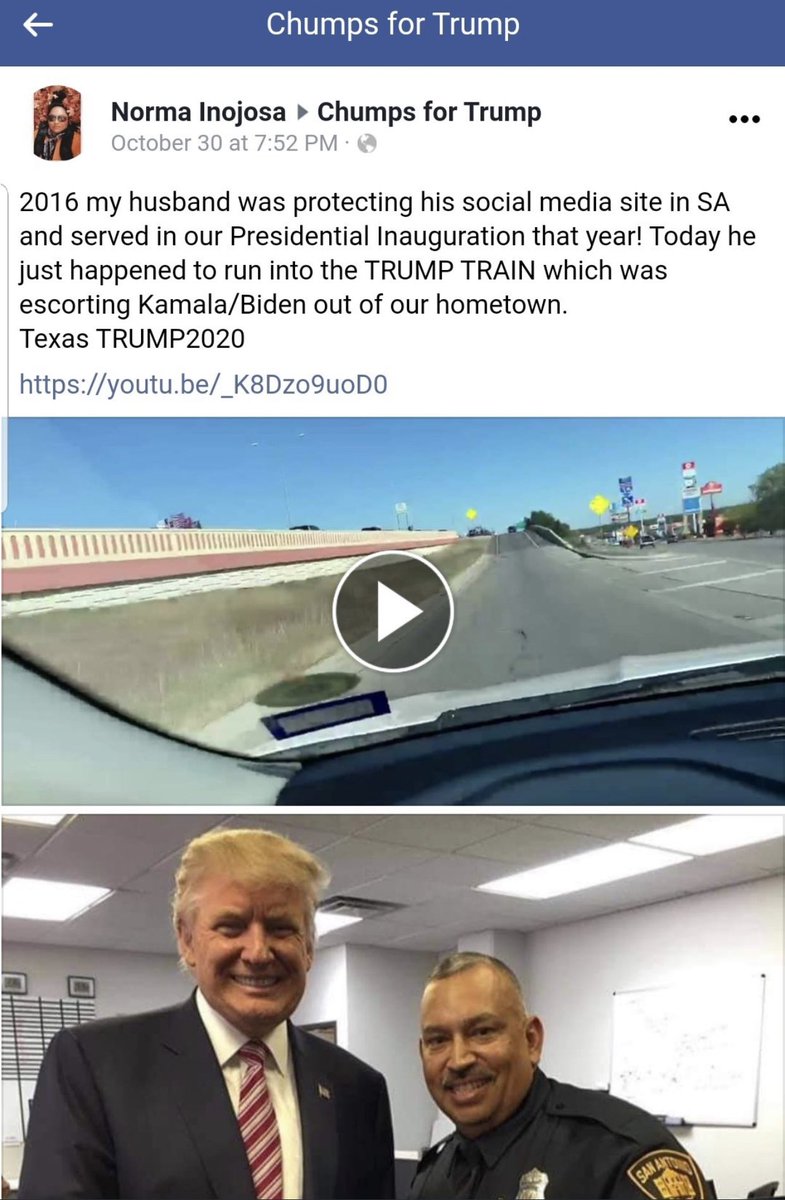 There have been a lot of questions about the lack of police during the ambush of the  #bidenbus. Apparently, one of the videos may have been taken by an officer Inojosa from the  @SATXPolice according to a post by his wife. Which would explain the lack of response if true.